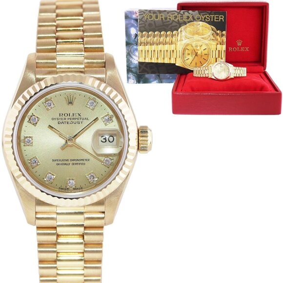 Ladies Rolex President 26mm Champagne Watch With Box main image 7